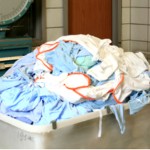 hospital laundry waiting to be processed