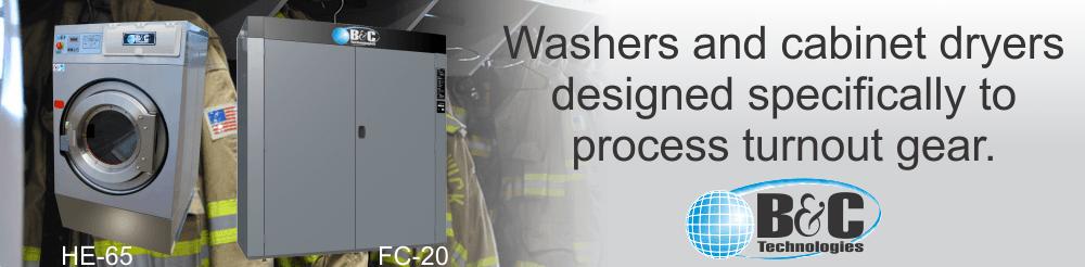 B&C carries a full line of firehouse washing machines and cabinet PPE dryers